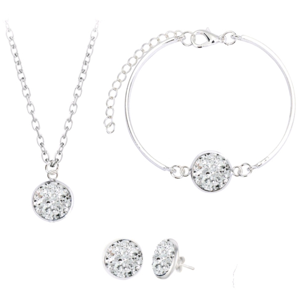 *New!* Silver Druzy 3-Piece Jewelry Set